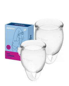 Buy Set of menstrual cups, 2 pcs. 15 and 20 ml. Satisfyer Feel confident Menstrual Cup Transparent | Online Pharmacy | https://buy-pharm.com