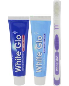 Buy White Glo set Day toothpaste 100 grams + Night gel 85 grams + Toothbrush flosser | Online Pharmacy | https://buy-pharm.com