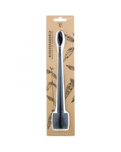 Buy The Natural Family Co., Toothbrush from Cornstarch, Biodegradable, Black, Soft, 1 Toothbrush & Stand | Online Pharmacy | https://buy-pharm.com