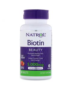 Buy Biotin for hair and Beards, Natrol Strawberry Flavor, 5,000 mcg, 90 Tab | Online Pharmacy | https://buy-pharm.com