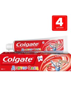 Buy Colgate Toothpaste Children's Doctor Hare Strawberry flavor, 50 ml х 4 pcs | Online Pharmacy | https://buy-pharm.com