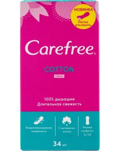 Buy Carefree Panty liners 'Cotton Fresh', with cotton extract, flavored, 34 pcs | Online Pharmacy | https://buy-pharm.com