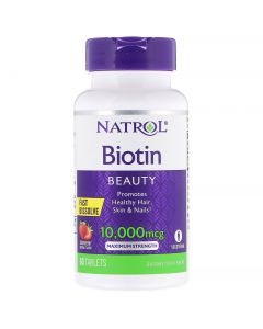 Buy Biotin for hair, skin and nails, strawberry flavor, Natrol, 10000 mcg, 60 tabs  | Online Pharmacy | https://buy-pharm.com