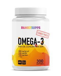 Buy Omega-3 60% (Fish Oil) Family Supps 'Omega-3 60%' (Fish Oil), 500 mg, 300 capsules | Online Pharmacy | https://buy-pharm.com