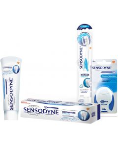 Buy Sensodyne Set: Restoration and Protection Toothpaste, 75 ml + Repair & Protect Toothbrush + Voluminous Dental Floss, 30 m  | Online Pharmacy | https://buy-pharm.com