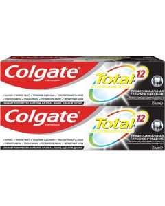 Buy Toothpaste Colgate Total 12 Deep Cleansing, complex, antibacterial, with charcoal, 75 ml х 2 pcs | Online Pharmacy | https://buy-pharm.com