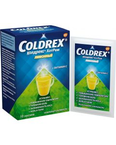 Buy Coldrex HotRem powder, for colds and flu, lemon flavor, 10 sachets | Online Pharmacy | https://buy-pharm.com