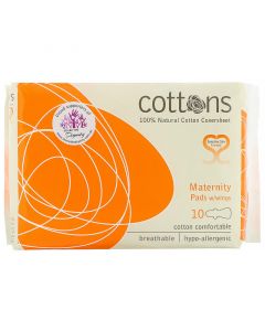 Buy Cottons, Winged Overnight Panty Liners, 100% Pure Cotton Cover, High Volume Stretch, Pack of 10 | Online Pharmacy | https://buy-pharm.com
