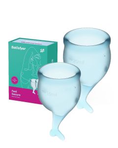 Buy Menstrual cup set 2 pcs. 15 and 20 ml. Satisfyer Feel Secure Menstrual Cup Light Blue | Online Pharmacy | https://buy-pharm.com