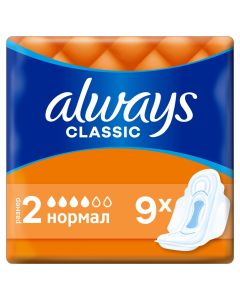 Buy Feminine hygiene pads with wings ALWAYS Classic Normal Dry size 1, 9 pcs. | Online Pharmacy | https://buy-pharm.com