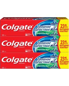 Buy Colgate Triple action Natural mint Toothpaste, complex, 3 pcs, 150 ml each  | Online Pharmacy | https://buy-pharm.com