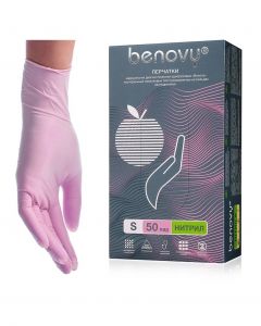 Buy Benovy Nitrile gloves, 100 pcs, S, pink | Online Pharmacy | https://buy-pharm.com