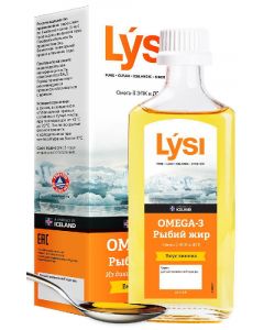 Buy Icelandic fish oil Lisi (Lysi) Omega-3 from wild fish with lemon flavor, 240 ml | Online Pharmacy | https://buy-pharm.com