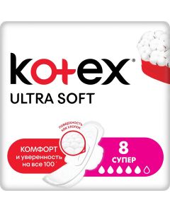 Buy Kotex Ultra Soft Super sanitary pads, 8 pcs | Online Pharmacy | https://buy-pharm.com