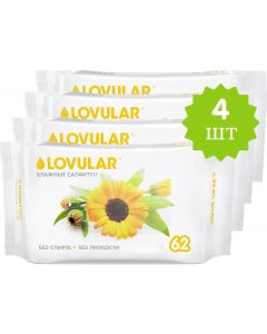 Buy A set of Lovular wet wipes with calendula, 4 packs of 62 pcs each  | Online Pharmacy | https://buy-pharm.com