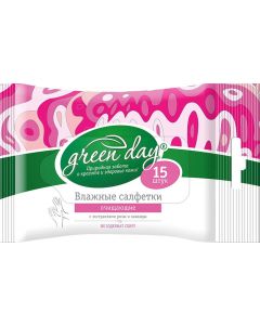 Buy Greenday Wet wipes Rose and lavender, 15 pcs | Online Pharmacy | https://buy-pharm.com