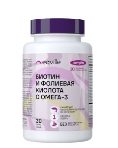 Buy Biotin and folic acid with Omega-3 55%, 30 capsules 1620 mg | Online Pharmacy | https://buy-pharm.com