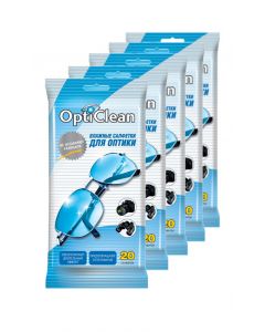 Buy OptiClean optics wet wipes, 20 pcs., set of 5 packs | Online Pharmacy | https://buy-pharm.com