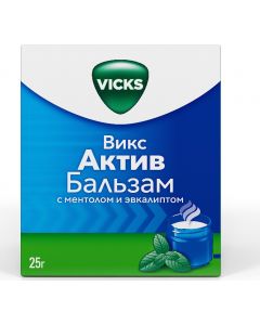 Buy Vicks Active Balm with menthol and eucalyptus ointment for external use of a bank of 25 g | Online Pharmacy | https://buy-pharm.com