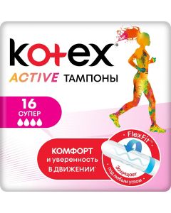 Buy Kotex Active Super Tampons, 16 pcs | Online Pharmacy | https://buy-pharm.com