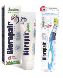 Buy Biorepair Junior Toothpaste for Children with sweet mint extract, 75 ml + Biorepair CURVE Junior Toothbrush for children, blue | Online Pharmacy | https://buy-pharm.com