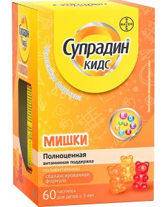 Buy Supradin Kids Bears, vitamins for children, chewable lozenges, 60 pcs., Bayer | Online Pharmacy | https://buy-pharm.com