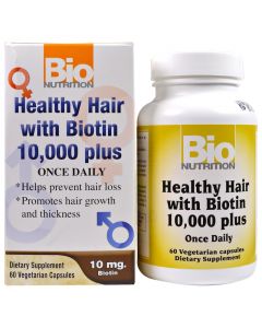 Buy Bio Nutrition, Biotin Hair Health Supplement 10,000, 60 Vegetarian Capsules  | Online Pharmacy | https://buy-pharm.com