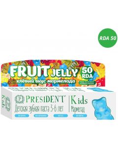 Buy President Kids 'Fruit Jelly' toothpaste from 3 to 6 years old, with fruit jelly flavor (no fluoride), 50 ml | Online Pharmacy | https://buy-pharm.com