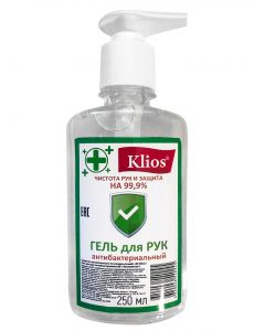 Buy KLIOS antibacterial hand gel with vitamin E (hand sanitizer, with a dispenser), 250 ml | Online Pharmacy | https://buy-pharm.com