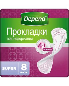 Buy Depend Female incontinence pads 'Super', 8 pcs | Online Pharmacy | https://buy-pharm.com