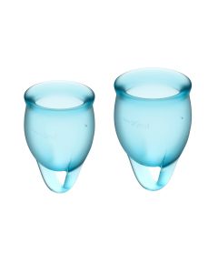 Buy Satisfyer Feel Confident menstrual cups, 2 pieces, blue, storage bag included | Online Pharmacy | https://buy-pharm.com