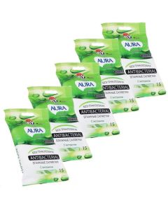 Buy Aura Wet Wipes, antibacterial, 5 pcs set | Online Pharmacy | https://buy-pharm.com