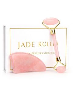 Buy Gift set: Roller and Guasha scraper made of rose quartz Massager for face | Online Pharmacy | https://buy-pharm.com