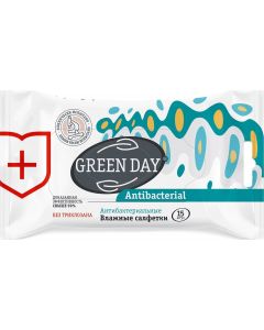 Buy GreenDay Antibacterial Wet wipes antibacterial, 15 pcs | Online Pharmacy | https://buy-pharm.com