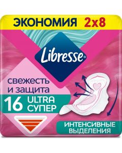 Buy anitary pads Libresse Ultra Super DUO with a soft surface, 16 pcs | Online Pharmacy | https://buy-pharm.com