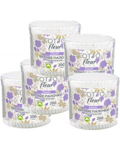 Buy Cotto Fleur cotton swabs, 200 pcs x 5 packs | Online Pharmacy | https://buy-pharm.com