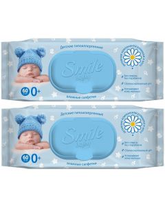 Buy Wet wipes Smile Baby Fitolinia, with valve, 2 packs of 60 pcs | Online Pharmacy | https://buy-pharm.com