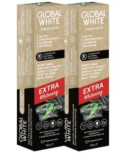 Buy GLOBAL WHITE / Extra Whitening 100 g - 2 pcs / active oxygen and charcoal - double whitening #  | Online Pharmacy | https://buy-pharm.com