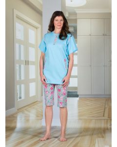 Buy Adaptive underwear Womens pajamas-onesies in printed cotton with short sleeves and cropped legs, zipper on the back Size 40-42), XS,376g | Online Pharmacy | https://buy-pharm.com