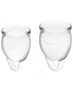 Buy Satisfyer Feel Confident menstrual cups, 2 pieces, color clear, storage bag included | Online Pharmacy | https://buy-pharm.com