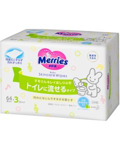 Buy Baby Wet Wipes Merries Flushable, refill, 62020504, 192 pieces | Online Pharmacy | https://buy-pharm.com