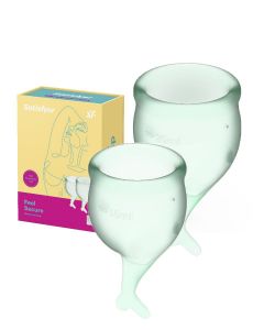 Buy Menstrual cup set 2 pcs. 15 and 20 ml. Satisfyer Feel Secure Menstrual Cup Light Green | Online Pharmacy | https://buy-pharm.com