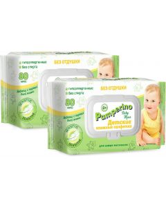 Buy Wet wipes for children Avangard Pamperino No. 80, without perfume, for children, with a plastic valve, 48735, 2 packs | Online Pharmacy | https://buy-pharm.com