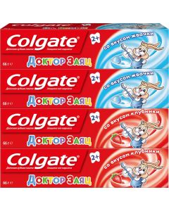 Buy Colgate Toothpaste Children's Doctor Hare Strawberry flavor, 50 ml, 2 pcs + Dr. Hare Gum flavor, 50 ml, 2 pcs | Online Pharmacy | https://buy-pharm.com