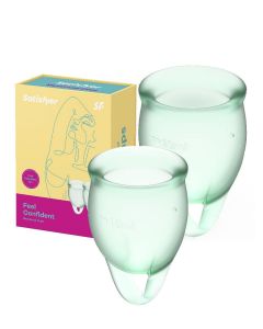 Buy Set of menstrual cups, 2 pcs. 15 and 20 ml. Satisfyer Feel confident Menstrual Cup Light Green | Online Pharmacy | https://buy-pharm.com