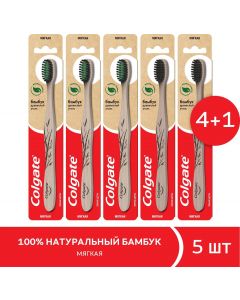 Buy Colgate Toothbrush Set Bamboo, Charcoal, Soft, Black, 5 pcs | Online Pharmacy | https://buy-pharm.com