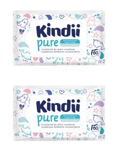 Buy KINDII Baby Wet Wipes 0+ for sensitive skin PURE big-pack 60pcs - 2packs | Online Pharmacy | https://buy-pharm.com