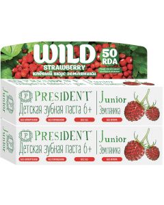 Buy Toothpaste PresiDENT Junior Wild Strawberry, from 6 years old, with strawberry flavor, without fluoride, 50 ml х 2 pcs | Online Pharmacy | https://buy-pharm.com