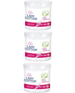 Buy Cotton buds Lady Cotton, in a jar, 3 packs of 200 pcs. | Online Pharmacy | https://buy-pharm.com