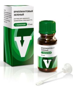 Buy Brilliant green alcohol solution for ext. 1% 10 ml with a paddle Renewal  | Online Pharmacy | https://buy-pharm.com